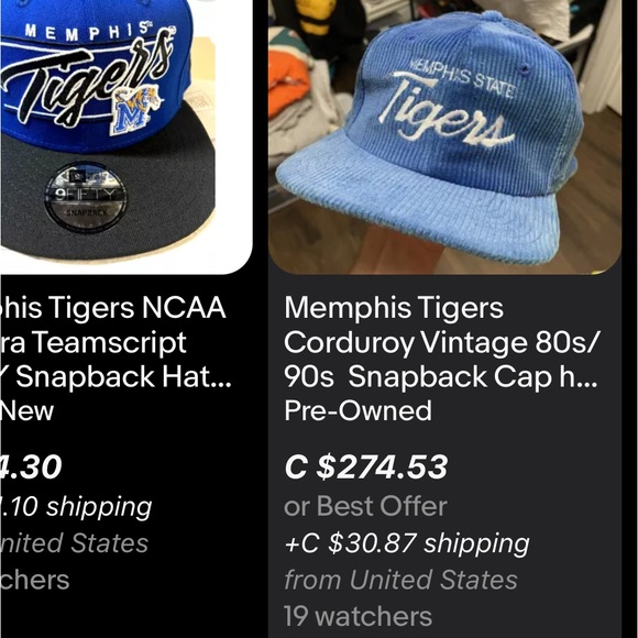 Vintage Memphis State Tigers Corduroy Snapback / RARE / 80s / 90s - Picture 9 of 9